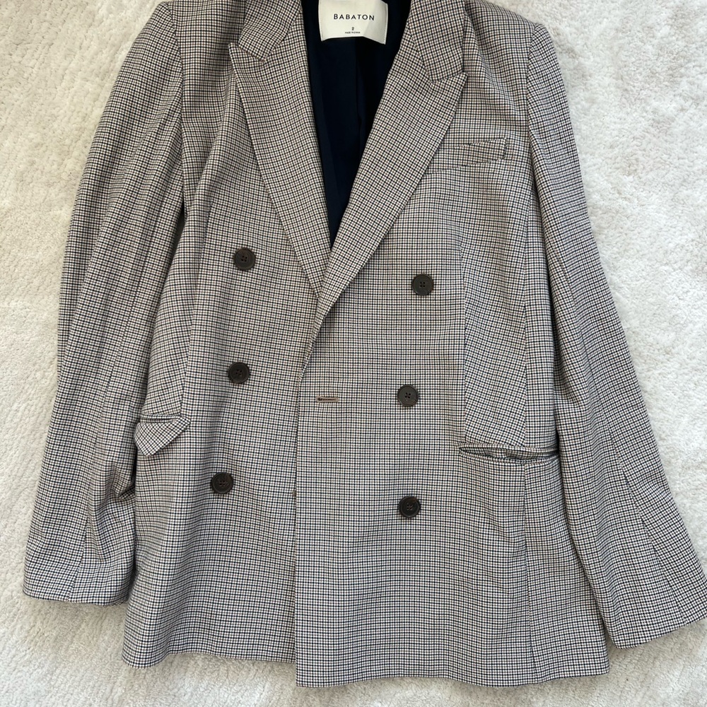 Babaton Gray Checkered Blazer
